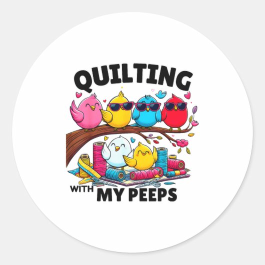 Quilting Hanging With My Funny Women Toddler Kids ラウンドシール (正面)
