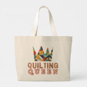 Quilting Queen - Funny Quilter - Quilting Lovers ラージトートバッグ (裏面)