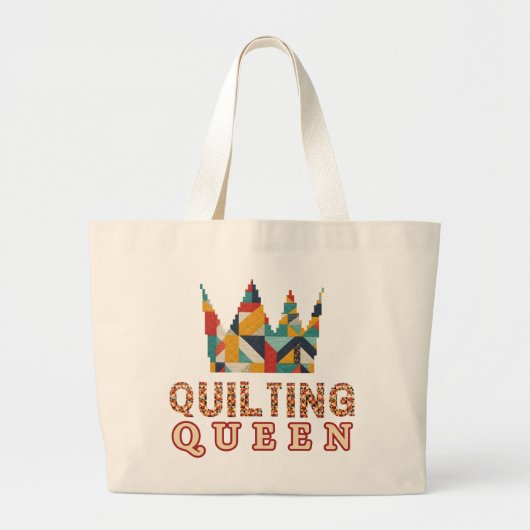 Quilting Queen - Funny Quilter - Quilting Lovers ラージトートバッグ (正面)