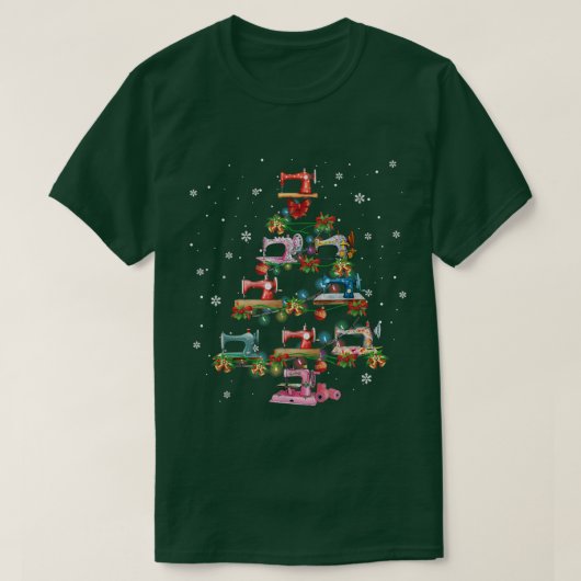 Quilting Sewing Machine Christmas Tree Xmas Lights Tシャツ (デザイン正面)