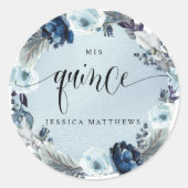 Quince, スペインのLight Blueフローラリース ラウンドシール (正面)