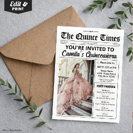 Quince Invite, Newspaper with Program, Quinceañera 招待状