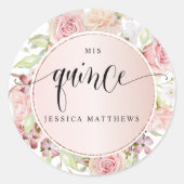 Quince、Pink、スペインの赤面バラ金ゴールドフローラ ラウンドシール (正面)