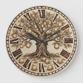 Quince Tree Wall Clock – Vintage Nature decor ラージ壁時計