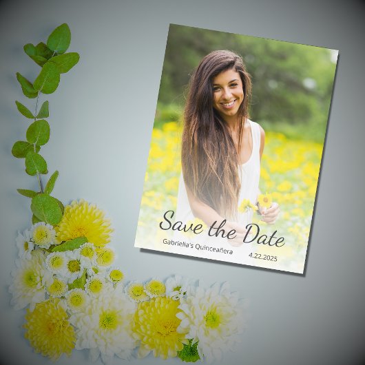 Quinceaineraモダン写真Save the Date ポストカード