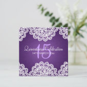 Quinceañeraのお祝いのパーティーのヴィンテージのレースの紫色 招待状 (スタンド正面)