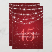 Quinceañeraのパーティーのきらめくなチェーン赤 招待状 (正面/裏面)