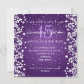 Quinceañeraのパーティーの冬の輝きの紫色 招待状 (裏面)