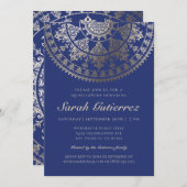 Quinceañeraの招待状の金ゴールドホイルの太陽のな曼荼羅 招待状 (正面/裏面)