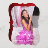 Quinceañeraの第15誕生日はレッド・カード感謝していしています サンキューカード (正面/裏面)