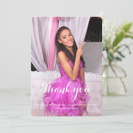 Quinceañeraの第15誕生日は金カード感謝していしています サンキューカード (スタンド正面)
