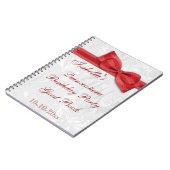 Quinceañeraの誕生会のダマスク織および弓 ノートブック (左側)