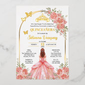 Quinceañera(キンセアニェーラ)パーティーの招待状 箔招待状 (正面)
