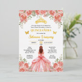 Quinceañera(キンセアニエラ)パーティーの招待状 箔招待状 (立ち正面)