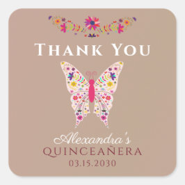 Quinceañera バースデーサンクス スクエアステッカー スクエアシール