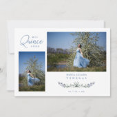 Quinceañera ブルー トレンディ ブランチ スペイン語 2 枚の写真 招待状 (正面)