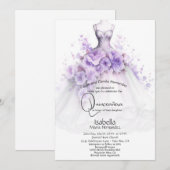 Quinceañera | ライラック フローラル ドレス 招待状 (正面/裏面)