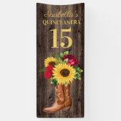 Quinceañera 赤いバラ ひまわり コウブーツ 15 横断幕 (縦)