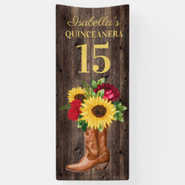 Quinceañera 赤いバラ ひまわり コウブーツ 15 横断幕