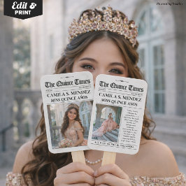 Quinceañera(15歳の誕生日)新聞 手扇風機 ハンドファン
