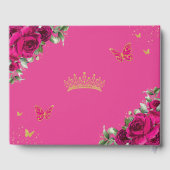  Quinceanera 15 Fuchsia Pink Floral Butterfly Gold ゲストブック (裏面)