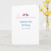 quinceanera 15th birthday name blue pink flower da カード (黄色い花)