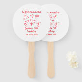 Quinceanera 15th birthday red beach party tree sun ハンドファン (正面&裏面)