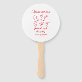 Quinceanera 15th birthday red beach party tree sun ハンドファン