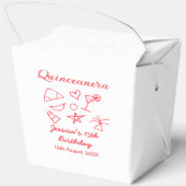 Quinceanera 15th birthday red beach party tree sun フェイバーボックス (裏面)