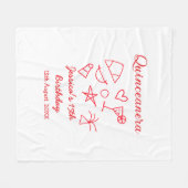 Quinceanera 15th birthday red beach party tree sun フリースブランケット (正面(横))