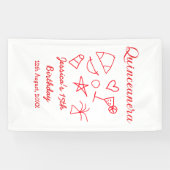 Quinceanera 15th birthday red beach party tree sun 横断幕 (横)