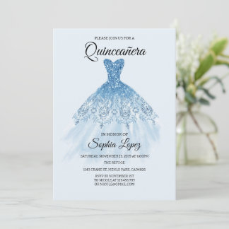 Quinceanera Baby Blue Theme, Mis Quince  招待状