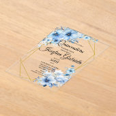 Quinceanera blue floral アクリル招待状 (レイダウン)