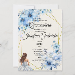 Quinceañera blue floral Invitation 招待状