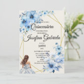 Quinceañera blue floral Invitation 招待状 (スタンド正面)