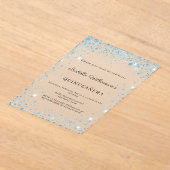 Quinceanera blue glitter winter party frosted アクリル招待状 (レイダウン)