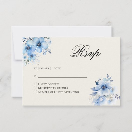 Quinceanera blue Reply RSVP Card (正面)
