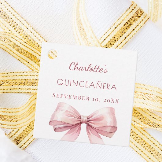 Quinceanera blush pink bow DIY フェイバータグ