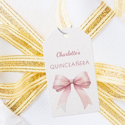 Quinceanera blush pink bow DIY write by hand ギフトタグ