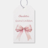 Quinceanera blush pink bow DIY write by hand ギフトタグ (正面)