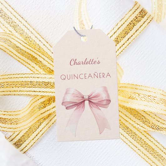 Quinceanera blush pink bow ivory DIY ギフトタグ