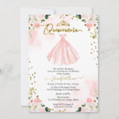 Quinceanera Blush Watercolor Flowers Pink Dress 招待状 (正面)