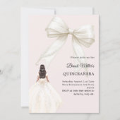Quinceanera bow ivory dress blush pink 招待状 (正面)
