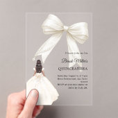 Quinceanera bow ivory dress cream clear luxury アクリル招待状 (インサイチュ (ポータブル))
