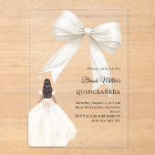 Quinceanera bow ivory dress cream clear luxury アクリル招待状 (正面)