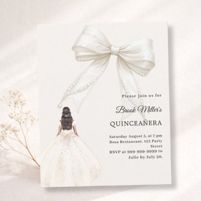 Quinceanera bow ivory dress cream invitation (クリエイターアップロード済み)
