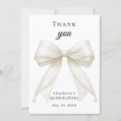 Quinceanera bow ivory pearls photo サンキューカード (正面)