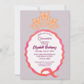 Quinceañera Butterfly Crown Squiggle Invitation 招待状 (正面)