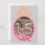 Quinceañera Butterfly Crown Squiggle Invitation 招待状 (裏面)