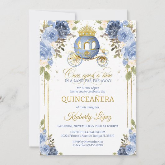 Quinceanera  Cinderella Princess Carriage  招待状 (正面)